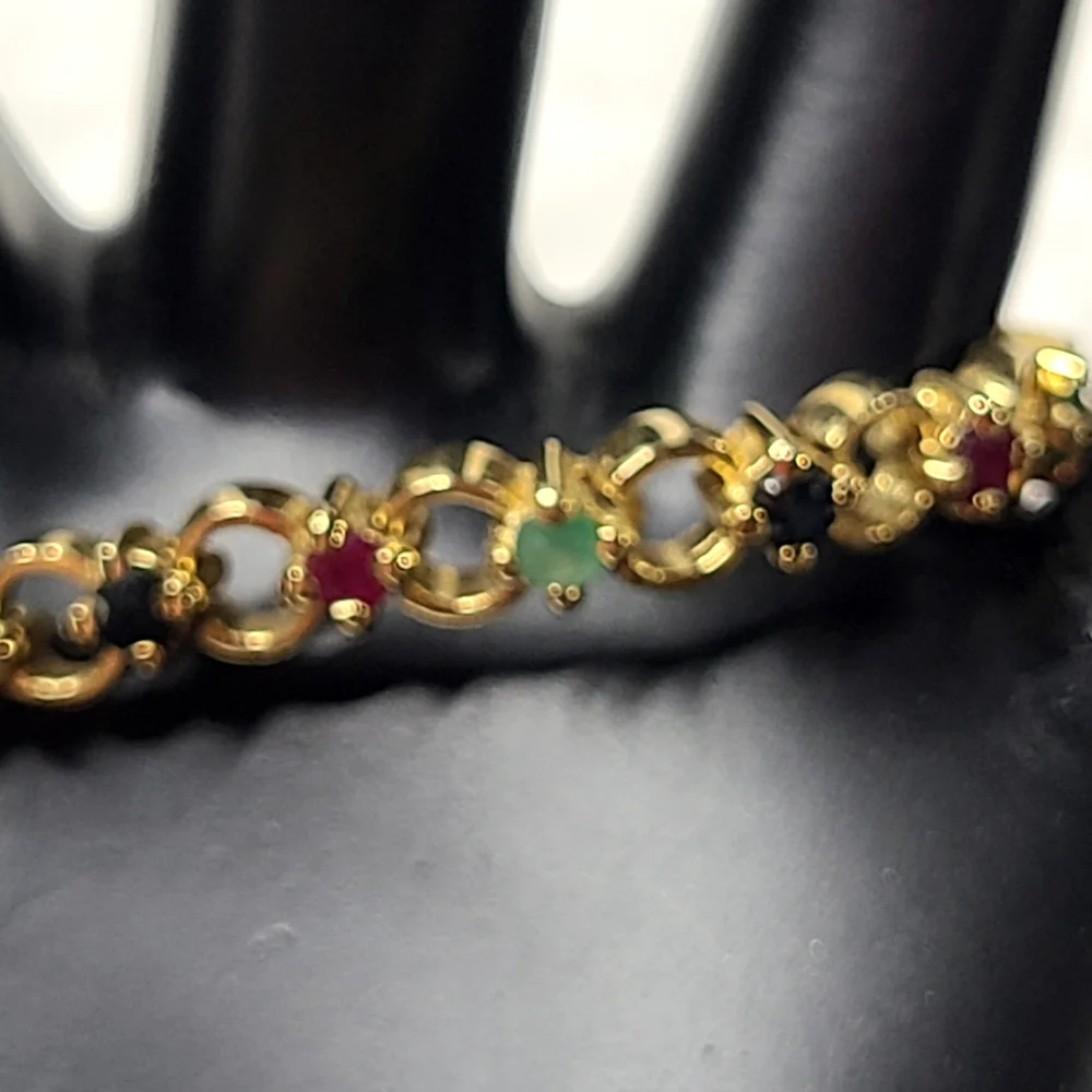 GENUINE Emerald, Ruby, and Sapphire Bracelet